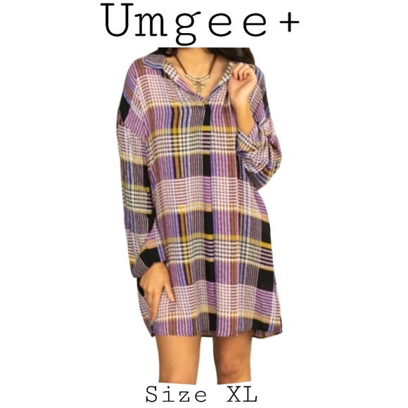 Umgee Dresses & Skirts - Umgee+ Purple and Yellow Plaid Tunic Dress